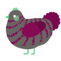 A grey and wine chicken with a bar pattern