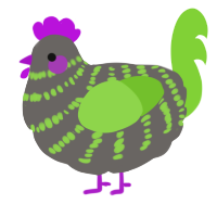 A grey and grass chicken with a bar pattern