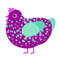 A plum and mint chicken with a speckle pattern