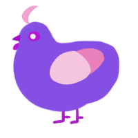 Plum, a blurple and pink chicken