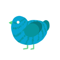 Current, a cerulean and teal chicken with a bar pattern