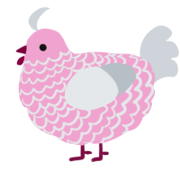 A pink and mist chicken with a lace pattern