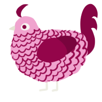 A pink and maroon chicken with a lace pattern