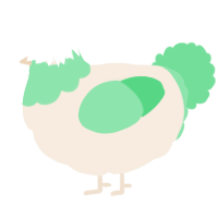 A cream and spring chicken with a head pattern