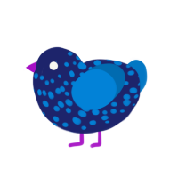 Blacklight, a navy and sapphire chicken with a speckle pattern