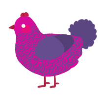 A fuchsia and overcast chicken with a double-lace pattern