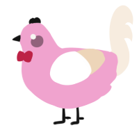 A pink and cream chicken