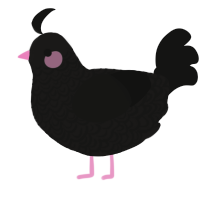 A sable and black chicken with a double-lace pattern