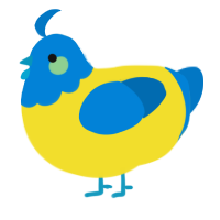 A yellow and sapphire chicken with a head pattern