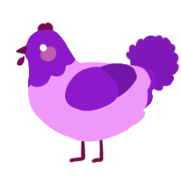 A lavender and violet chicken with a head pattern