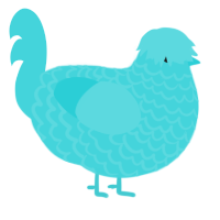 A aqua chicken with a lace pattern