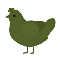 A olive chicken with a lace pattern
