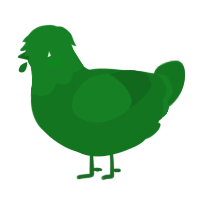 A leaf chicken with a head pattern