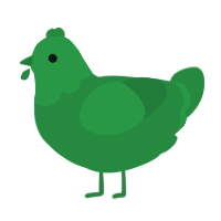 A viridian chicken with a head pattern