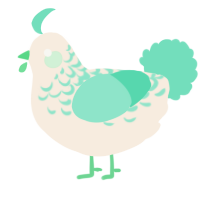 A cream and mint chicken with a half-lace pattern