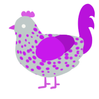 A silver and amethyst chicken with a speckle pattern