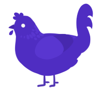 A indigo chicken with a neck-speckle pattern