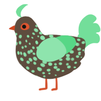 A bark and spring chicken with a speckle pattern