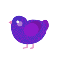 magic, a indigo and violet chicken with a double-lace pattern