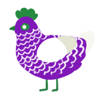 A violet and white chicken with a lace pattern