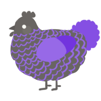 A grey and blurple chicken with a lace pattern
