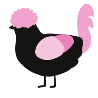 A black and pink chicken
