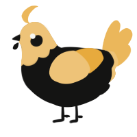 A black and honey chicken with a head pattern