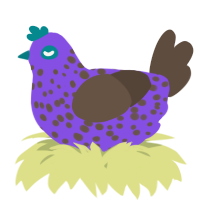 A blurple and bark chicken with a speckle pattern