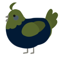 A tumblr and olive chicken with a head pattern
