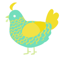 A mint and yellow chicken with a lace pattern