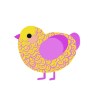 (unnamed), a yellow and orchid chicken with a double-lace pattern