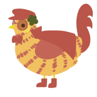 A honey and red chicken with a bar pattern