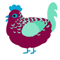 A maroon and mint chicken with a half-lace pattern