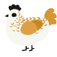 A white and orange chicken with a half-lace pattern
