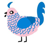 A rose and sapphire chicken with a lace pattern