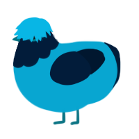 A cerulean and tumblr chicken with a head pattern
