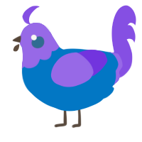 A sapphire and blurple chicken with a head pattern