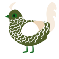 A olive and cream chicken with a lace pattern