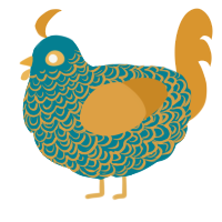 A sea and orange chicken with a double-lace pattern
