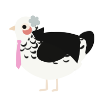 A white and black chicken with a half-lace pattern