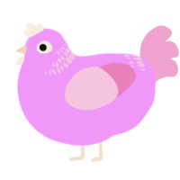 A lavender and pink chicken with a neck-band pattern