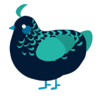 A tumblr and turquoise chicken with a half-lace pattern