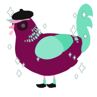A wine and mint chicken with a neck-band pattern