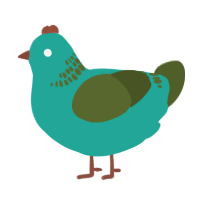 A turquoise and olive chicken with a neck-band pattern