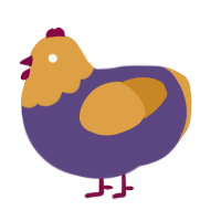 A overcast and orange chicken with a head pattern