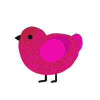 raspberry, a crimson and fuchsia chicken with a double-lace pattern