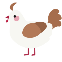 A white and brown chicken