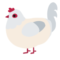 A cream and mist chicken with a head pattern