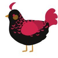 A black and crimson chicken with a half-lace pattern