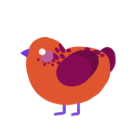 dusk, a vermilion and wine chicken with a neck-speckle pattern